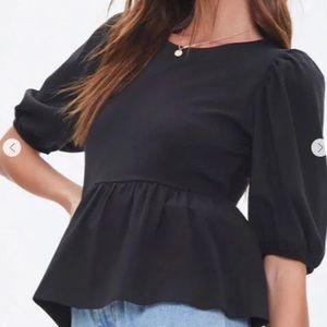 Puffy sleeve black top